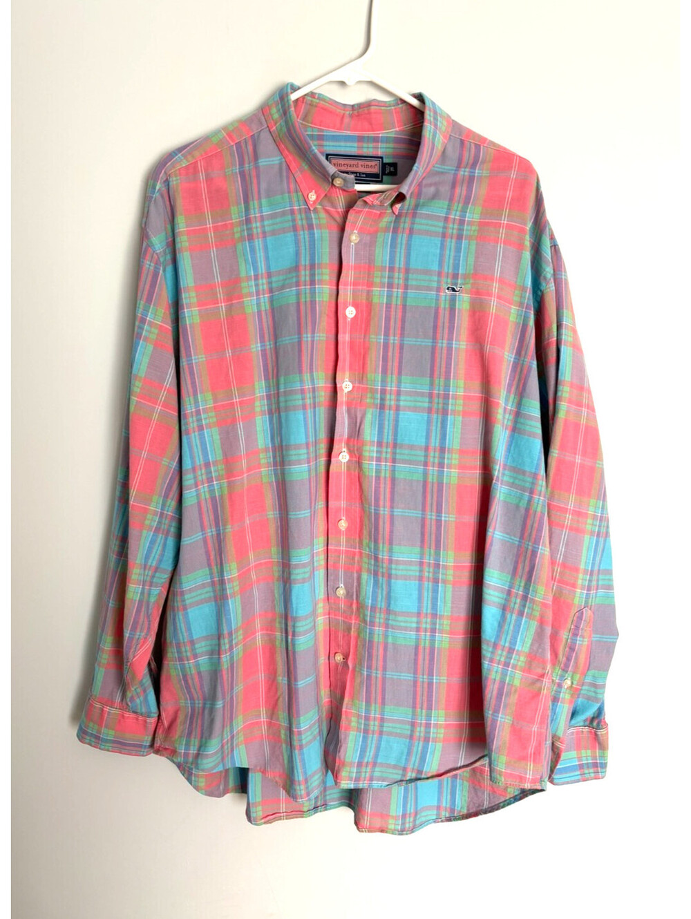 Vineyard Vines Mens XL Whale Shirt Plaid Button Down Preppy Multicolor